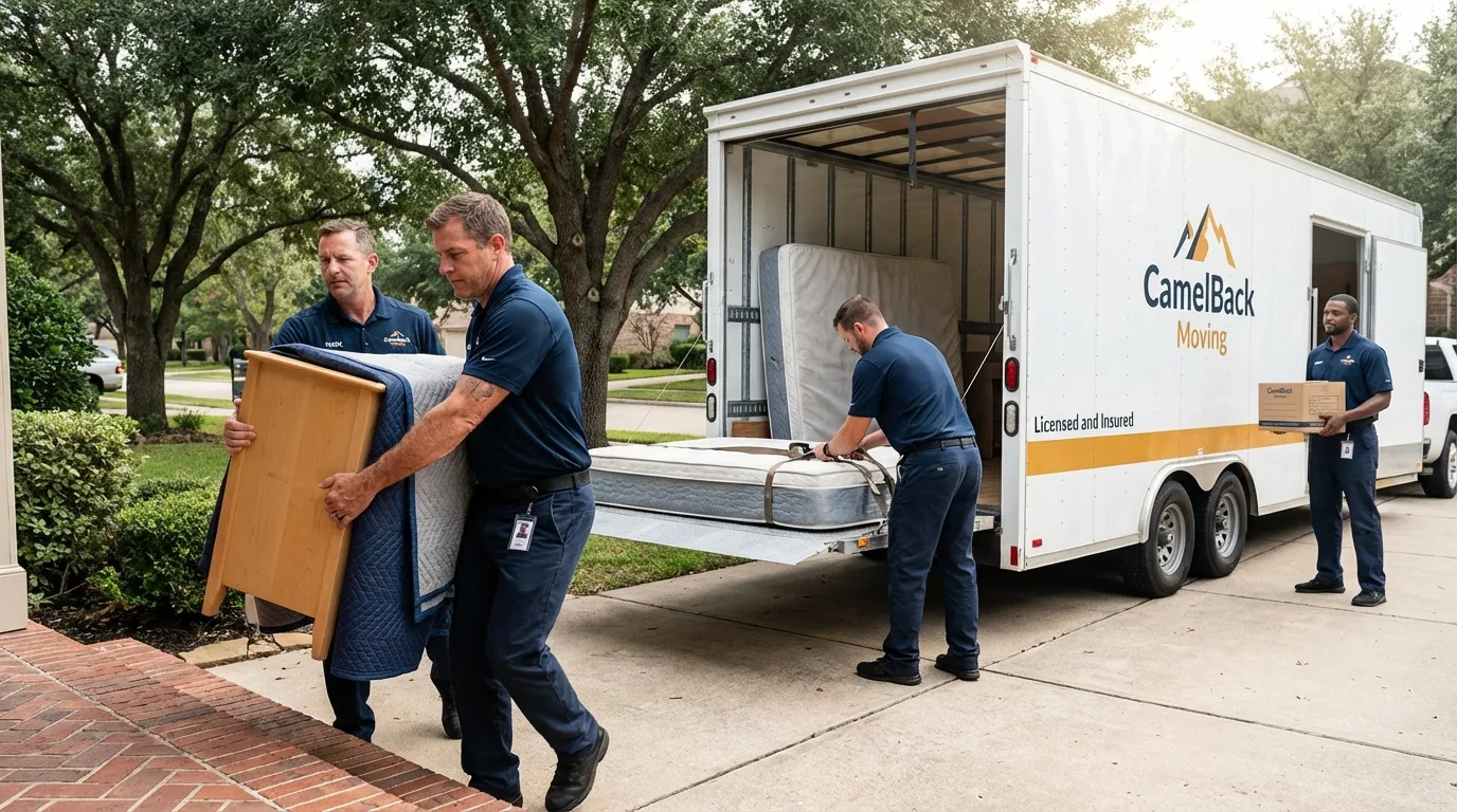 Crew loading residential truck for cross-state move from Kahului, HI