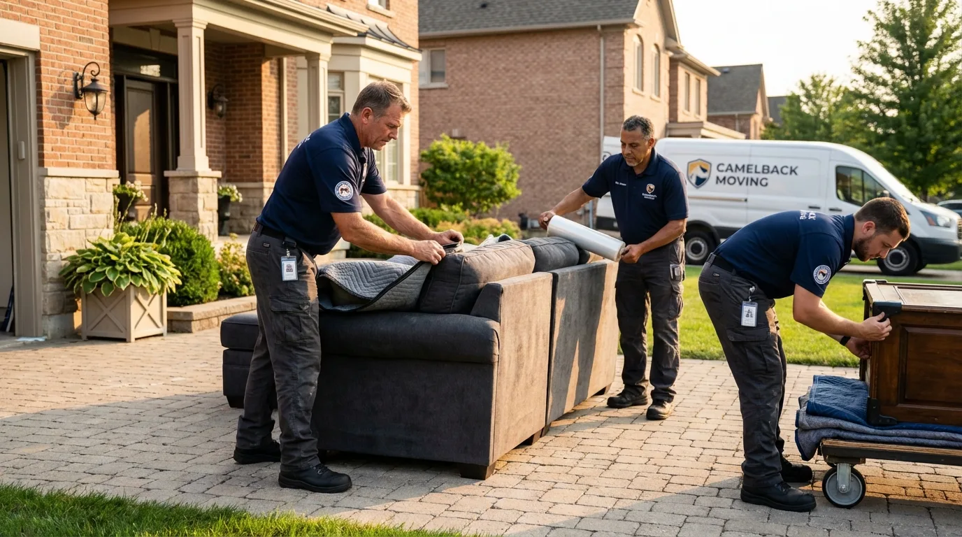 Large estate moving crew wrapping furniture in Kahului, HI